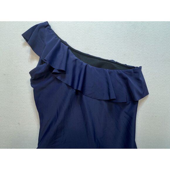 Hilor One-Shoulder One Piece Swimsuit Womens 14 Navy Tummy Control Beach Padded - Picture 8 of 10